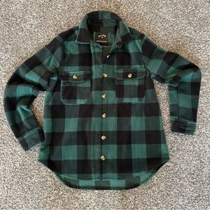 Billabong Green & Black Plaid Button-Up Fleece Shacket